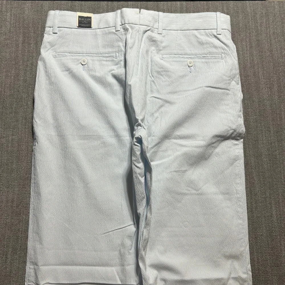 Ballin Mansfield Relaxed Fit Pants Mens 34 (Fits 35x36) Blue Seersucker Stripe